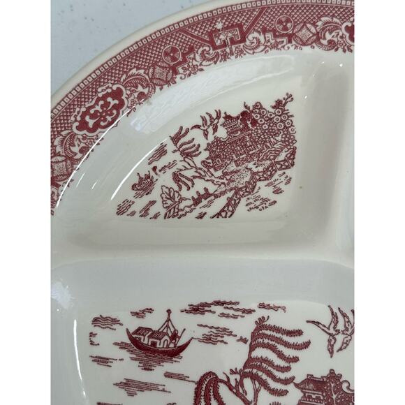 Set of 2 Vintage Pink Willow Royal China Segmented 10.5” Dishes - Picture 13 of 13